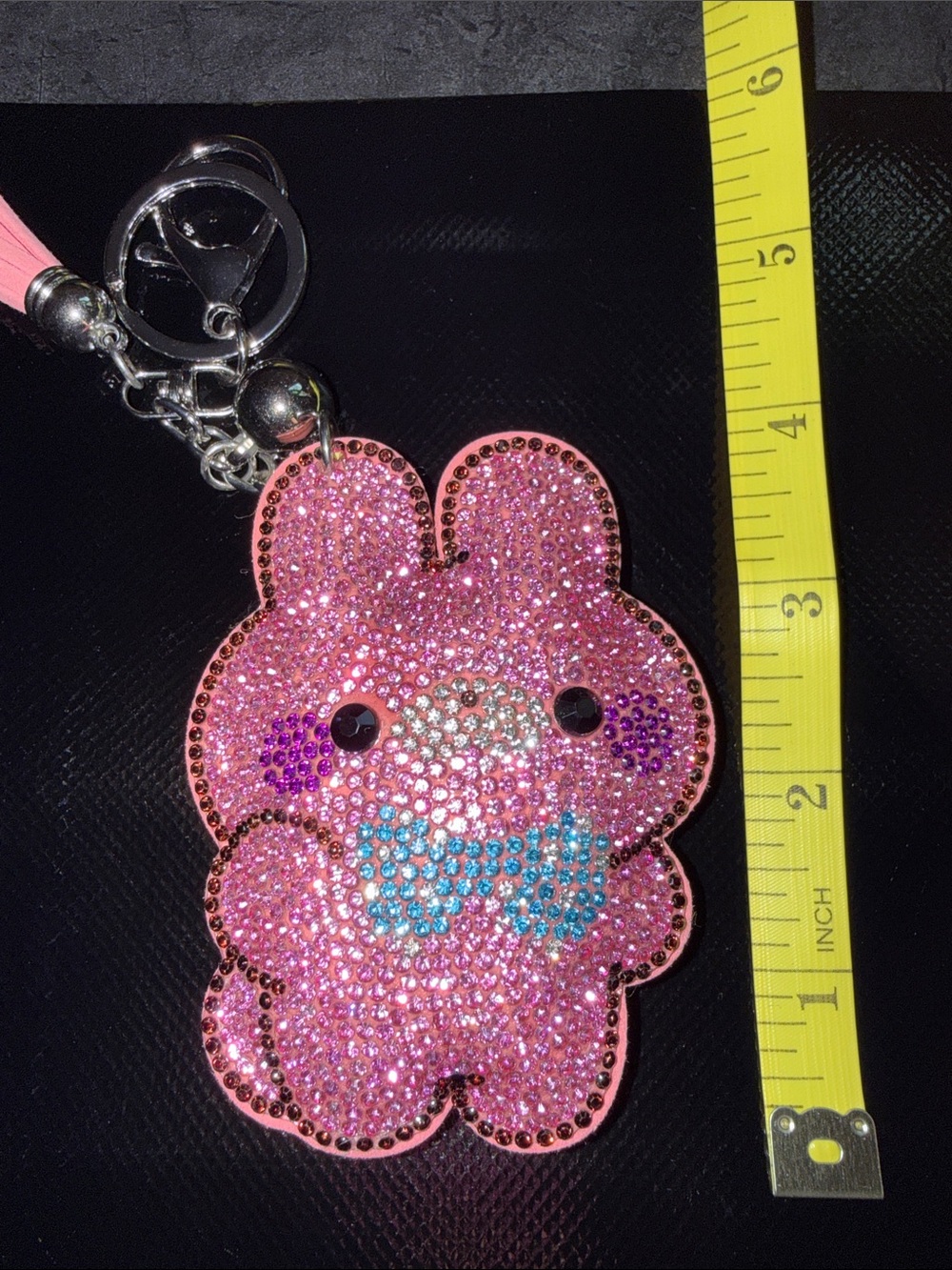 Sparkling Pink Bunny Bag Charm Keychain for Kids